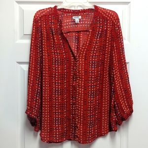 Sheer red Old Navy button down